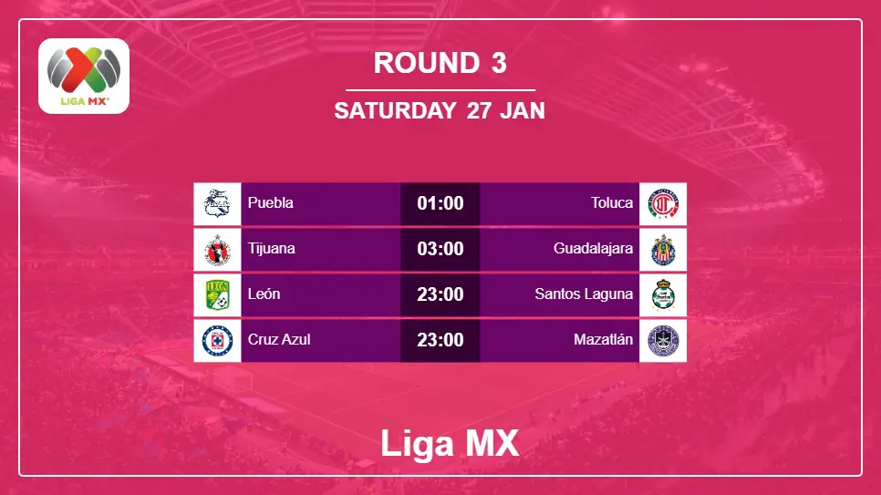 Mexico Liga MX 2023-2024 Round-3 2024-01-27 matches