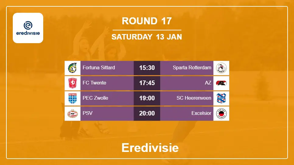 Netherlands Eredivisie 2023-2024 Round-17 2024-01-13 matches