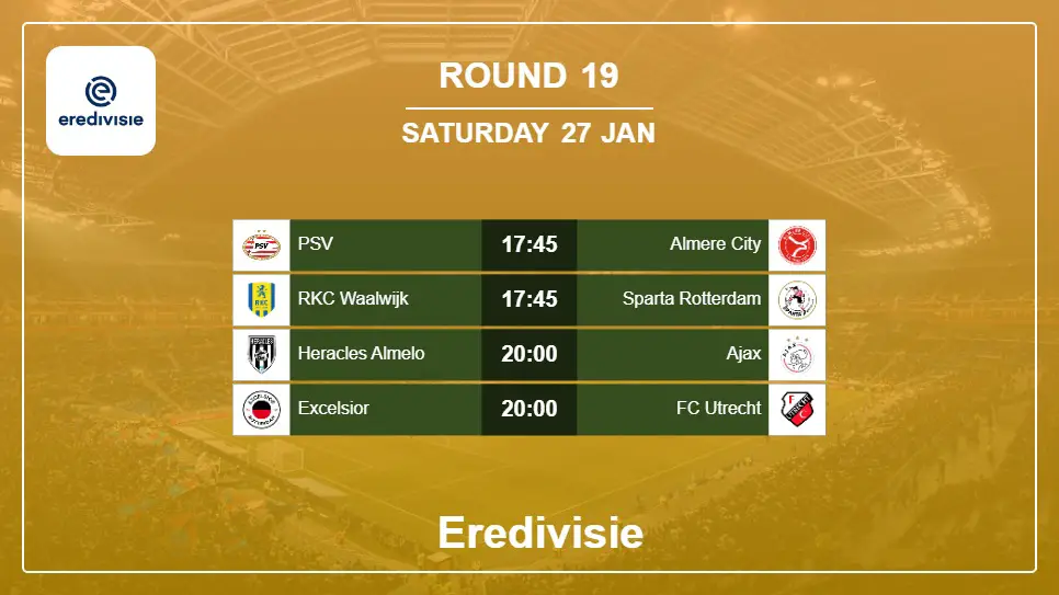 Netherlands Eredivisie 2023-2024 Round-19 2024-01-27 matches