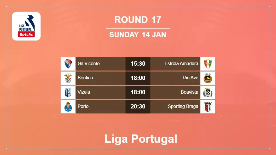 Portugal Liga Portugal 2023-2024 Round-17 2024-01-14 matches