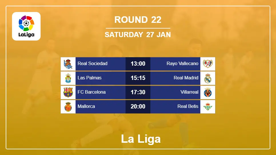 Spain La Liga 2023-2024 Round-22 2024-01-27 matches
