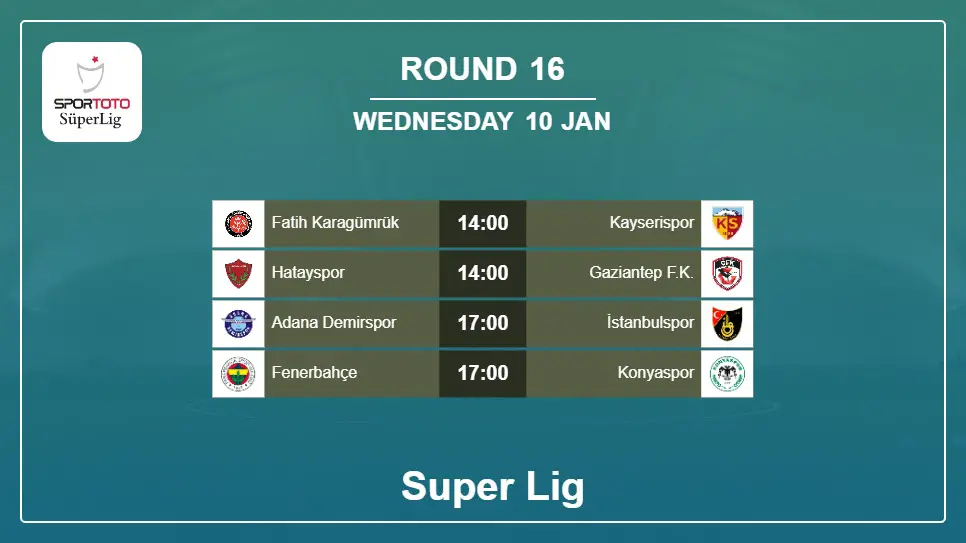 Turkey Super Lig 2023-2024 Round-16 2024-01-10 matches
