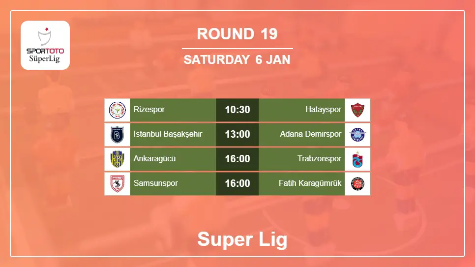 Turkey Super Lig 2023-2024 Round-19 2024-01-06 matches