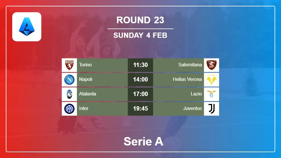 Italy Serie A 2023-2024 Round-23 2024-02-04 matches
