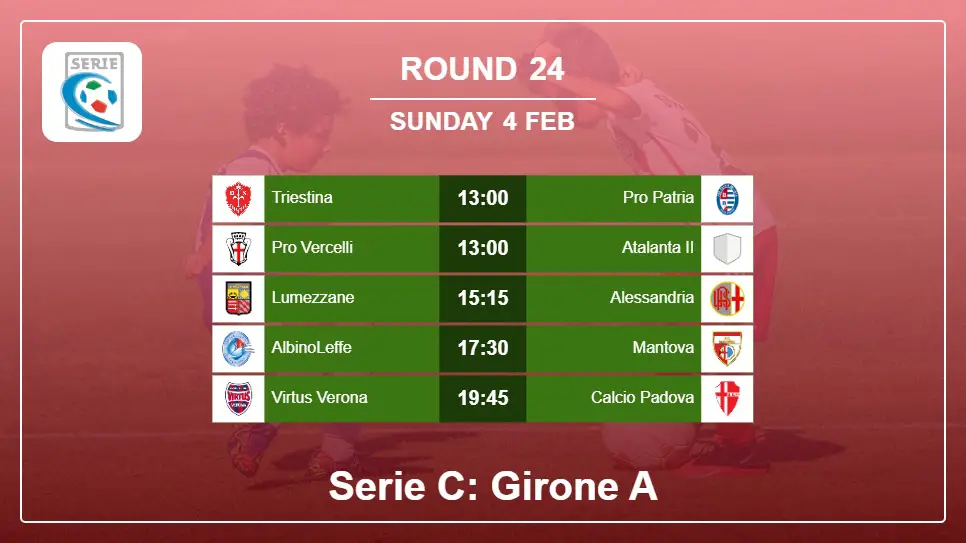 Italy Serie C: Girone A 2023-2024 Round-24 2024-02-04 matches