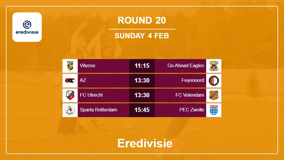 Netherlands Eredivisie 2023-2024 Round-20 2024-02-04 matches