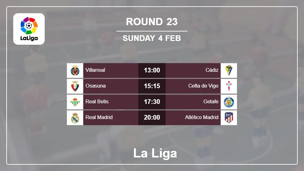 Spain La Liga 2023-2024 Round-23 2024-02-04 matches