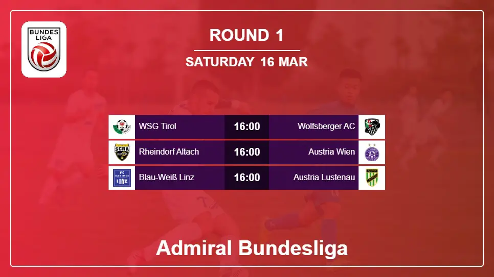 Austria Admiral Bundesliga 2023-2024 Round-1 2024-03-16 matches