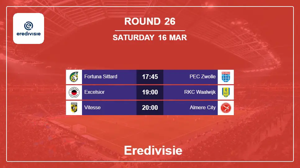 Netherlands Eredivisie 2023-2024 Round-26 2024-03-16 matches